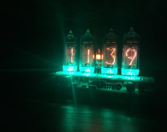 Nixie tube clock in14 Green  4 tube , Christmas gift, nixie clock , nixie gift,Handmade