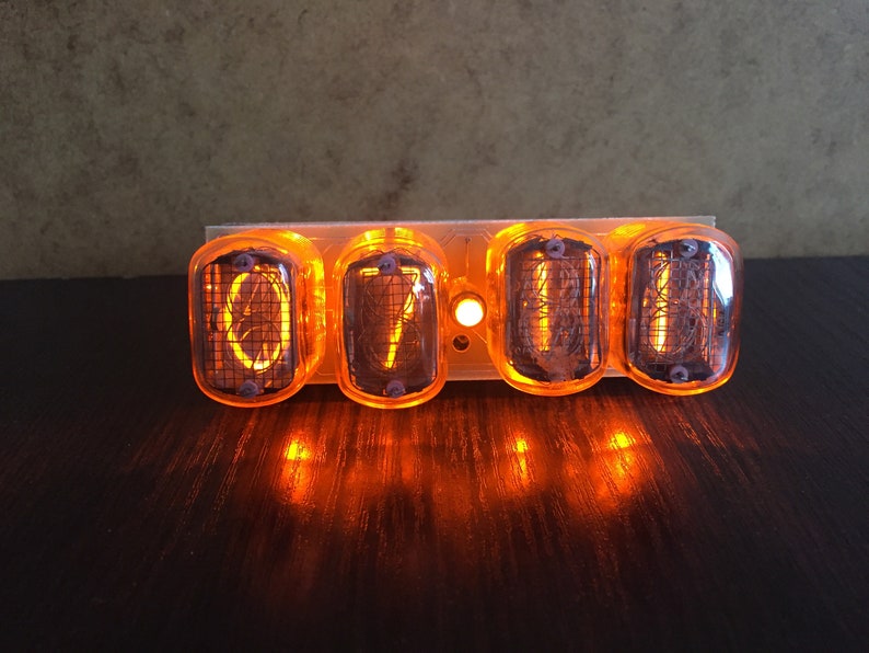 Nixie tube clock in 12 Amber ,Fallout style,Vintage,Steampunk ,christmas gift, gift image 2