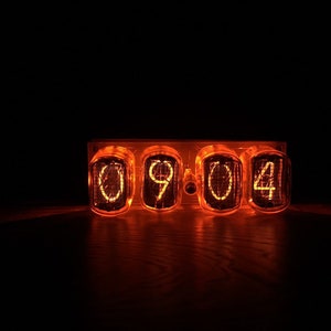 Nixie tube clock in 12 Amber ,Fallout style,Vintage,Steampunk ,christmas gift, gift