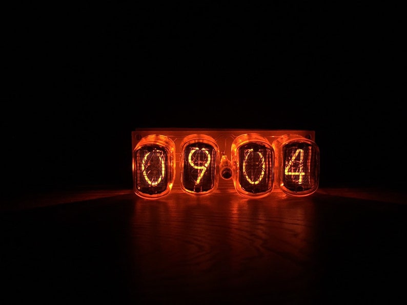 Nixie tube clock in 12 Amber ,Fallout style,Vintage,Steampunk ,christmas gift, gift image 1