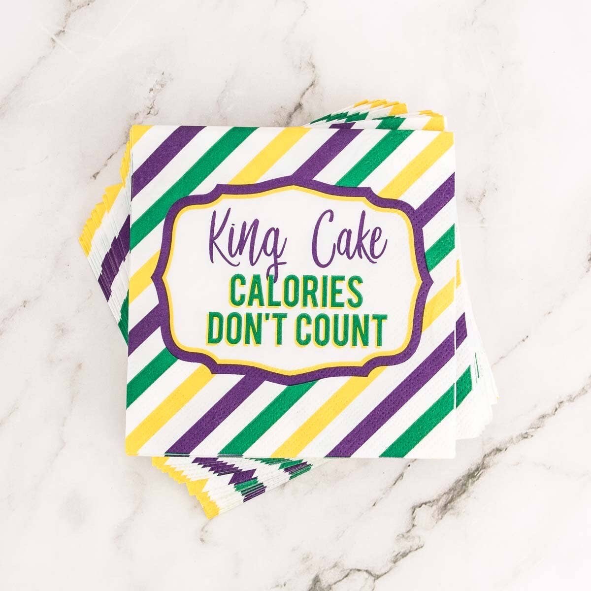 King Cake Cocktail Napkins Mardi Gras Decorations Mardi Gras Napkins Purple Yellow and Green Party Mardi Gras Celebration
