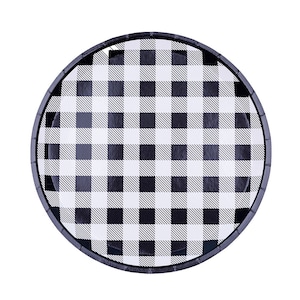 Hey, Bae-Bee Gingham Dinner Plates - Plaid Plates - Picnic Plates - Black and White Plates - Buffalo Check