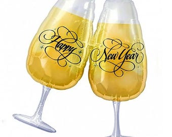 New Years Toasting Flutes - Champagne Flutes - New Years Balloons - Champagne Balloons -