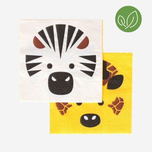 Zebra Paper Napkins - Eco Friendly - Giraffe Napkins - Jungle Party - Safari Party - Boys Birthday Party