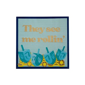 They See Me Rollin Cocktail Napkins - Bar Mitzvah - Bat Mitzvah - Hanukkah Cocktail Napkins - Hanukkah Tablescape