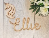Wooden MDF unpainted blank wall letters for nursery bedroom wedding or baby shower script name toy box door plaque blank unicorn girls