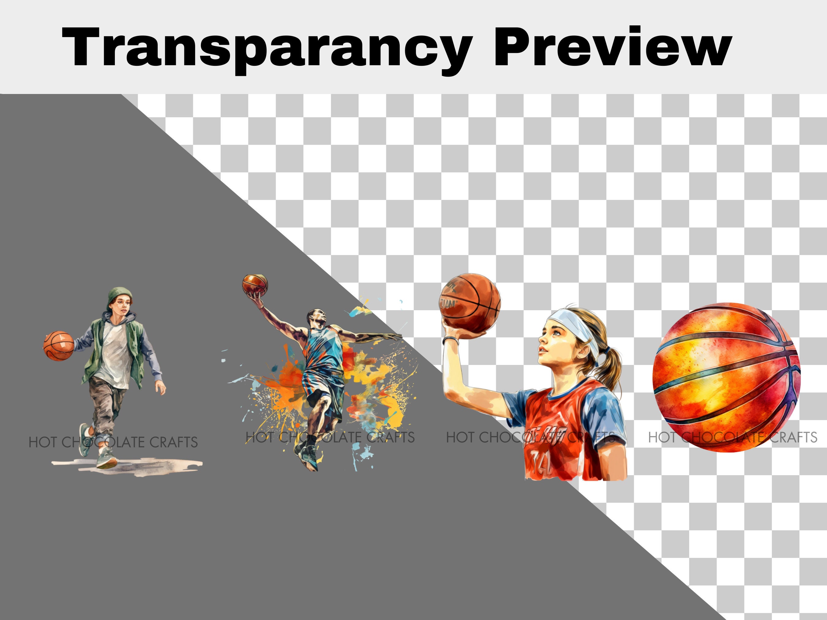 28 Basketball Watercolor Clipart PNG Sublimation Bundle Commercial Use ...