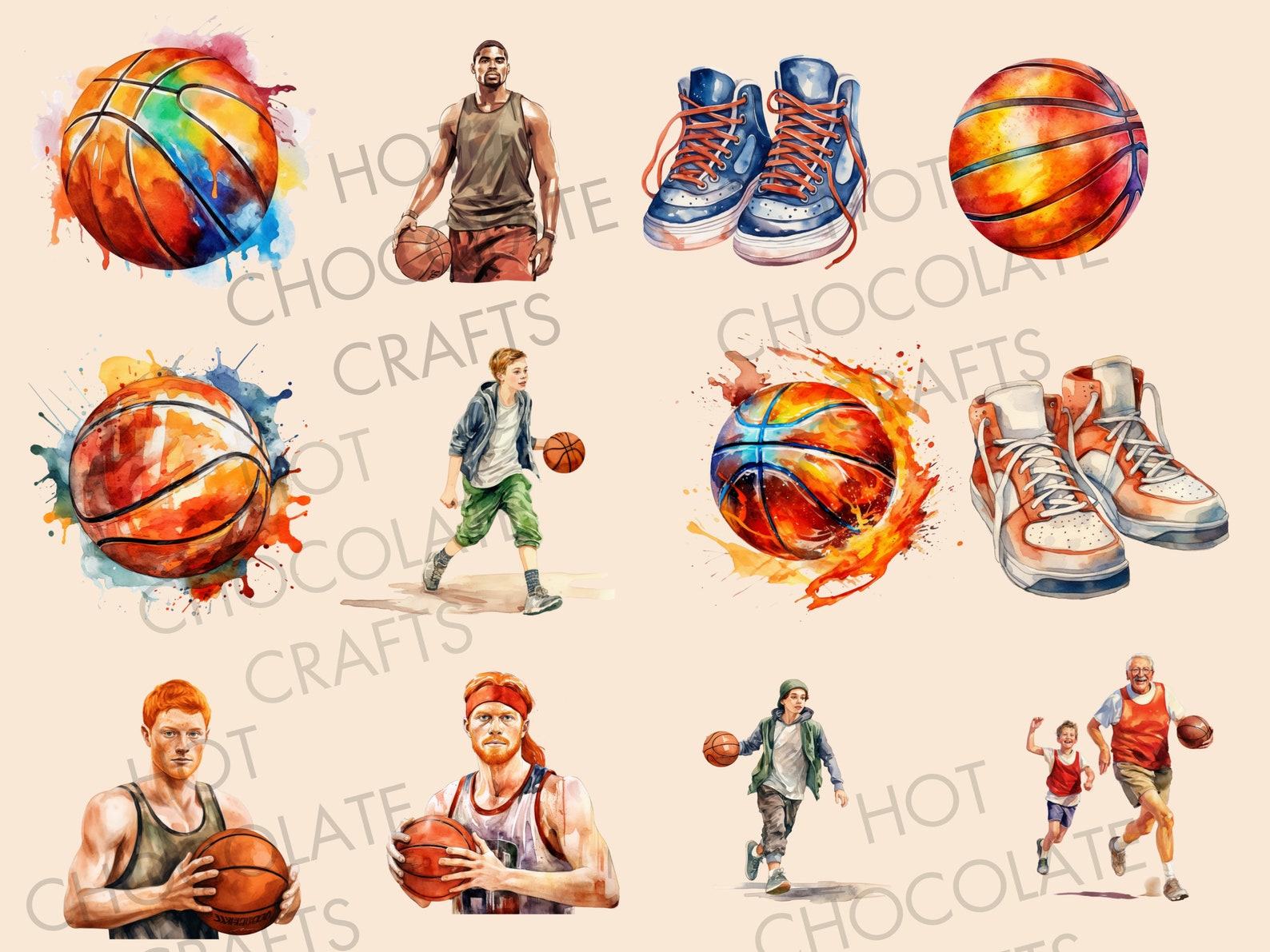 28 Basketball Watercolor Clipart PNG Sublimation Bundle Commercial Use ...