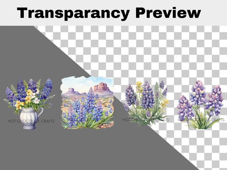 25 Bluebonnet Wildflowers Watercolor Clipart Sublimation Bundle PNG ...