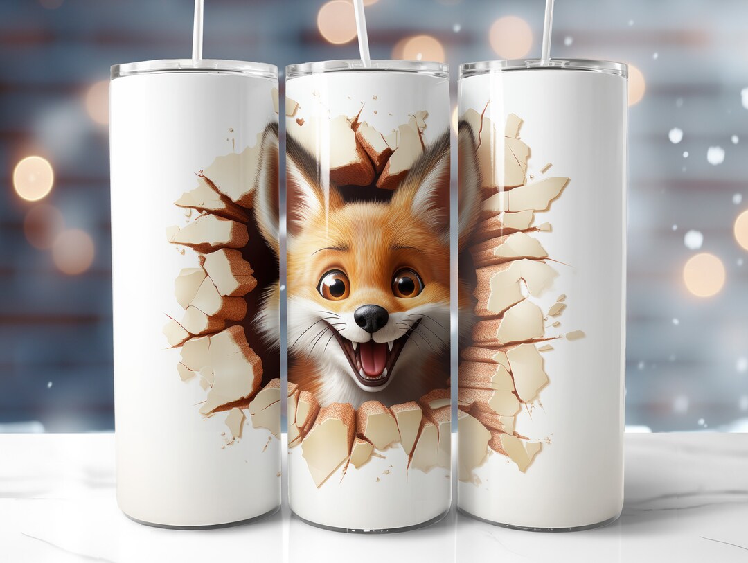 Hole in the Wall Fox 3D 20oz Skinny Straight Tumbler Wrap Sublimation ...