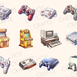 35 Video Game Watercolor Clipart Sublimation Bundle PNG Commercial Use ...