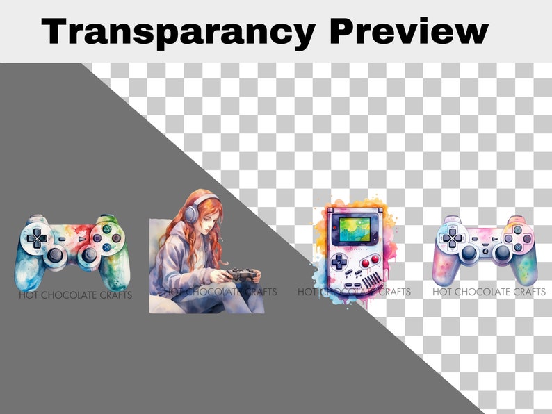 35 Video Game Watercolor Clipart Sublimation Bundle PNG Commercial Use ...