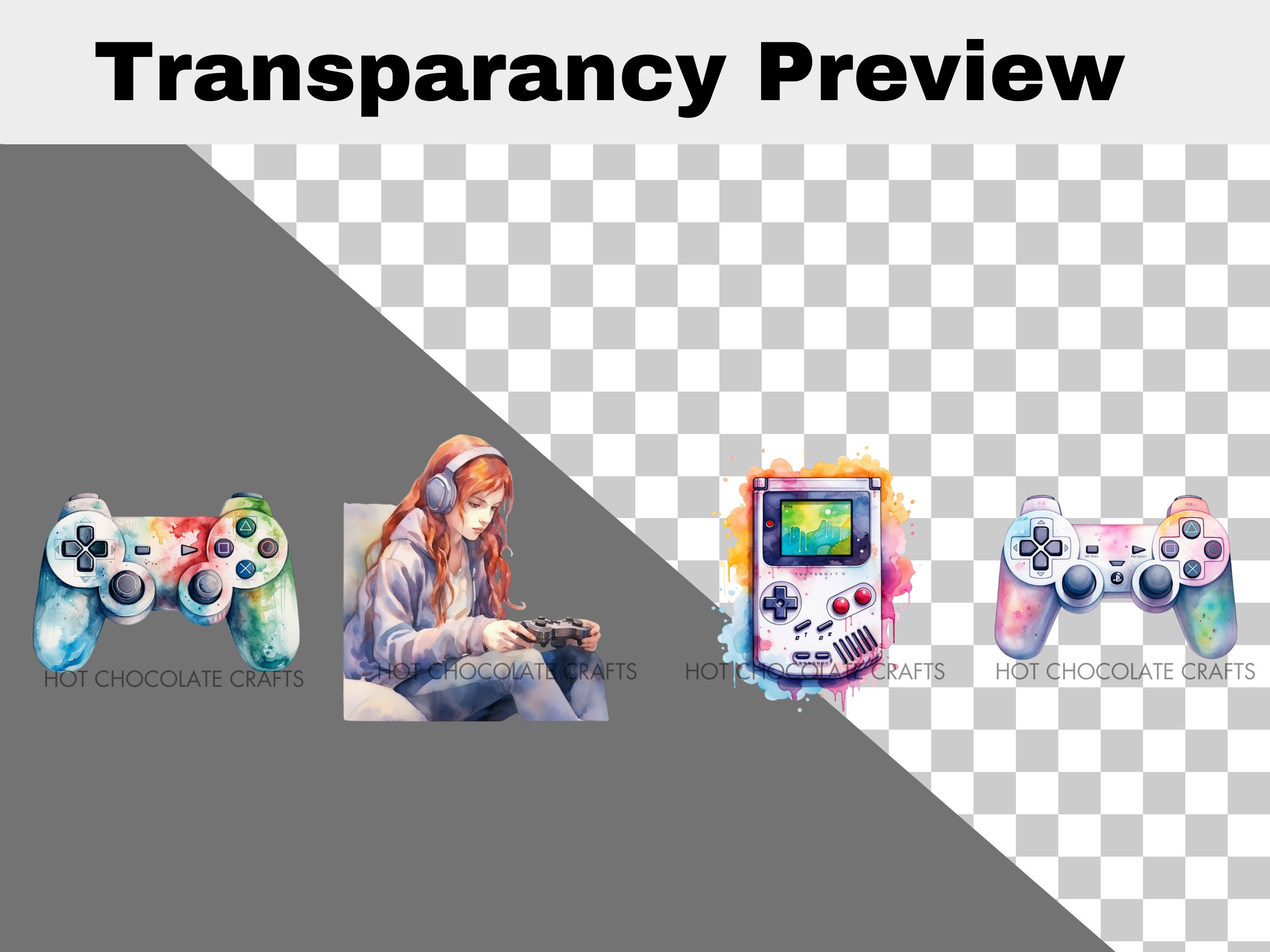 35 Video Game Watercolor Clipart Sublimation Bundle PNG Commercial Use ...