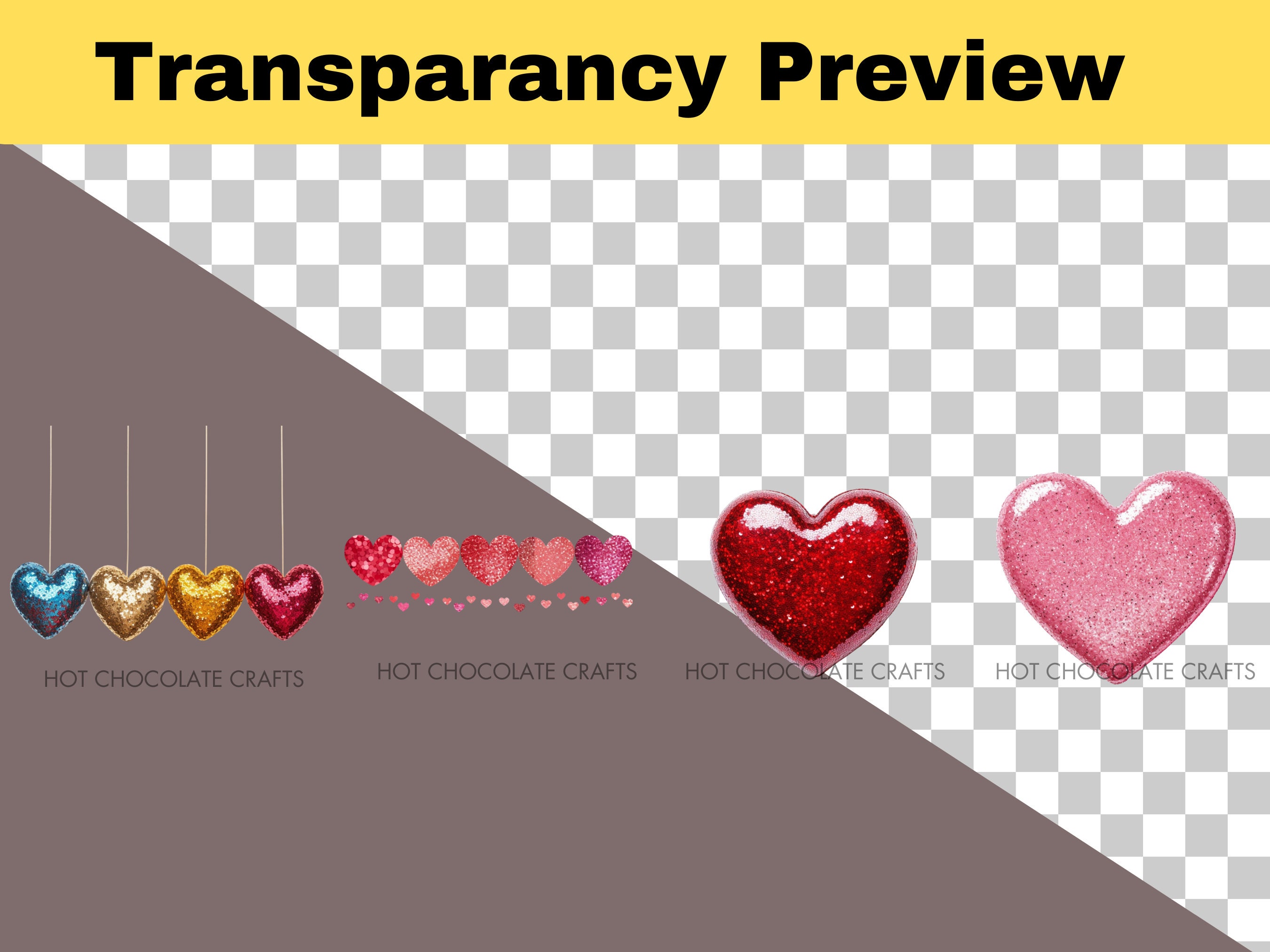30 Glitter Hearts Valentine's Day Clipart PNG Sublimation Bundle ...