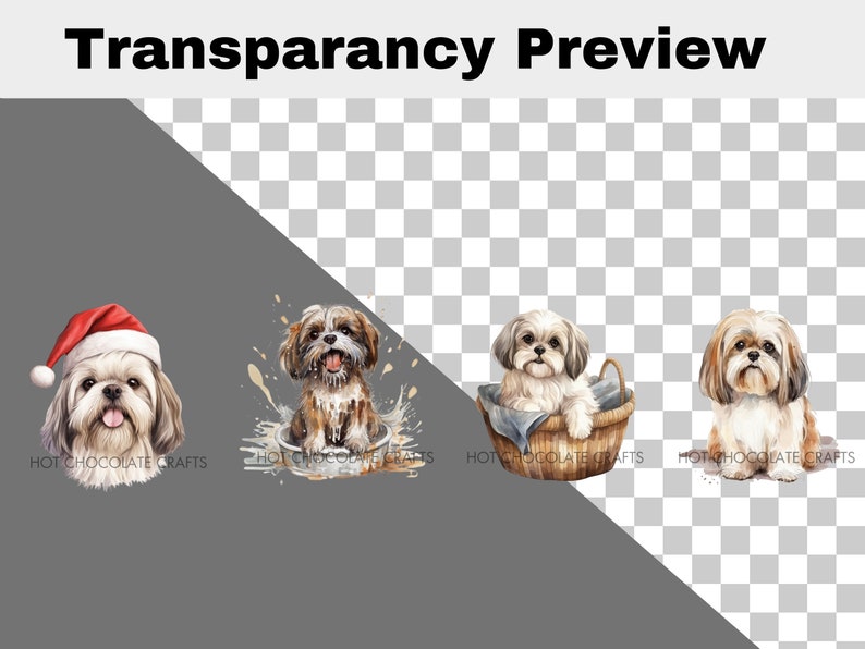 21 Shih Tzu Dogs Watercolor Clipart PNG Sublimation Bundle Commercial ...