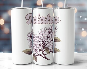 Idaho Syringa Flower Watercolor Tumbler Wrap, Sublimation PNG (Digital)