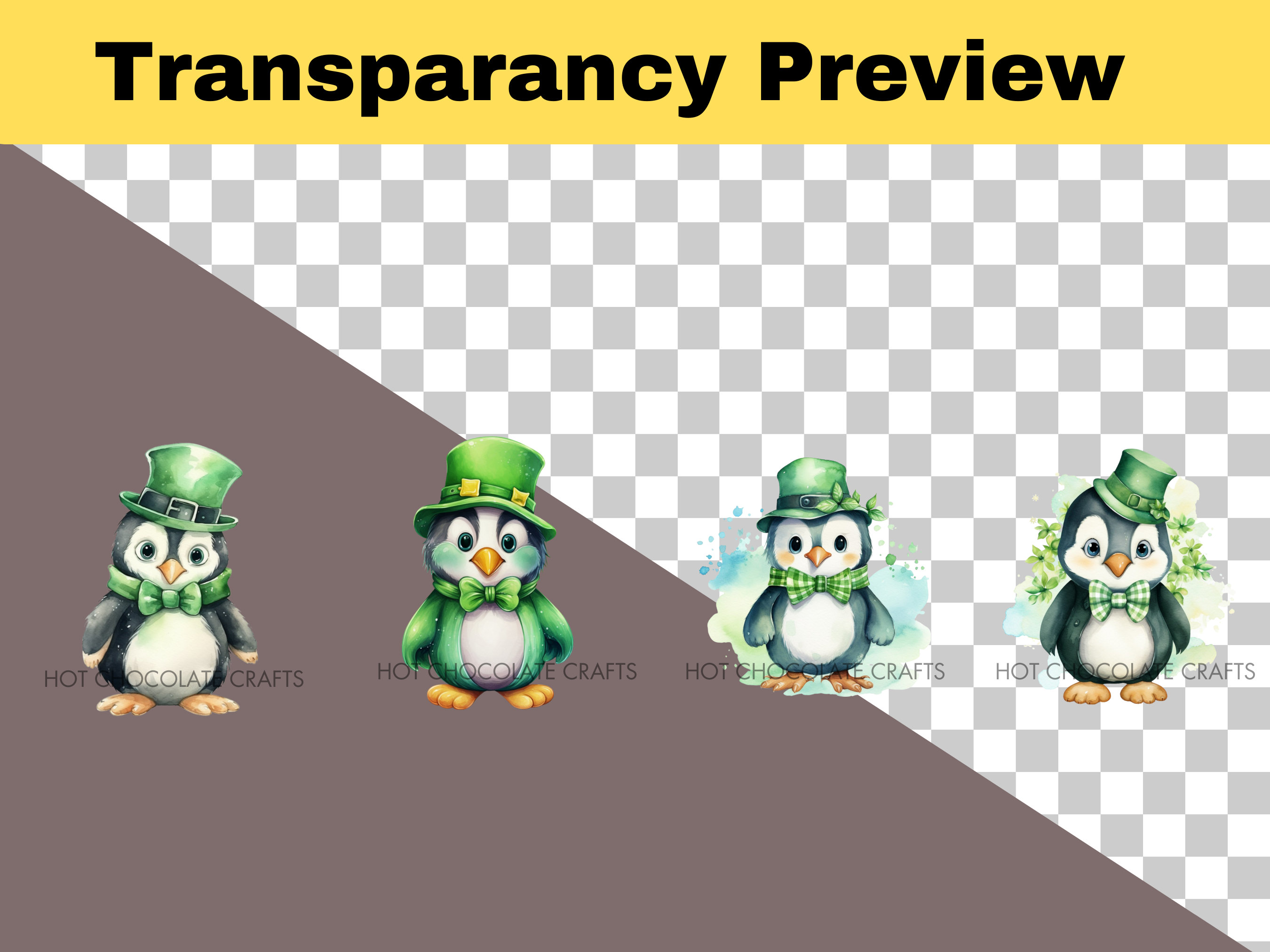 18 St Patricks Day Penguins Watercolor Clipart Sublimation Bundle PNG ...