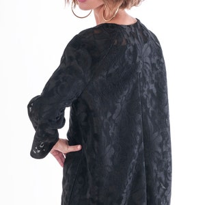 Black Coat Light Coat Made of Fine Lace Fabric Timeless Feminine All Seasons Coat Manteau image 1