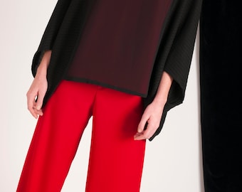 Wide Leg Pants/ Red High Waisted Pants/  Loose Fitting Pants/ Women Trousers