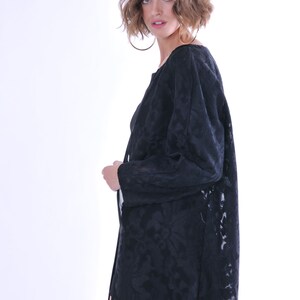 Black Coat Light Coat Made of Fine Lace Fabric Timeless Feminine All Seasons Coat Manteau image 7