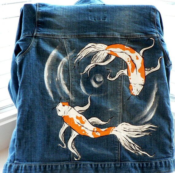 Koi Fish Denim Jacket / Etsy