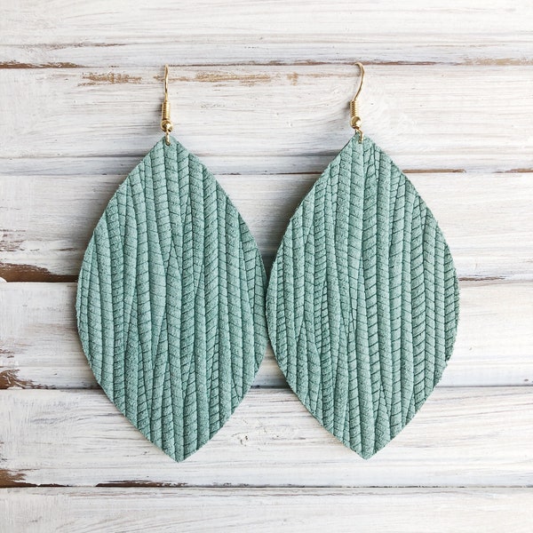 Sea Foam Braided leather earrings