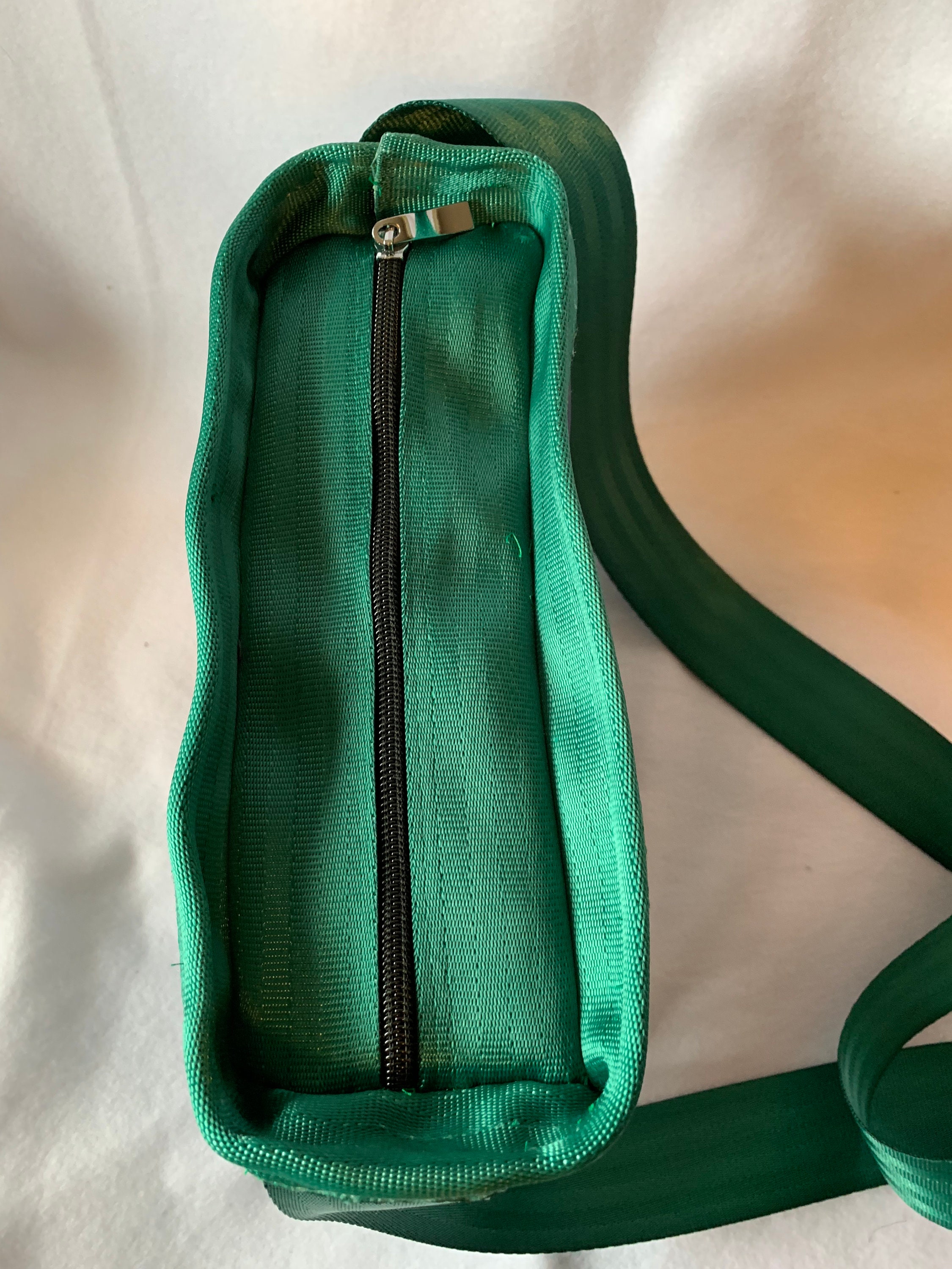 Seat belt crossbody bag in green and blue with zipper and two Etsy