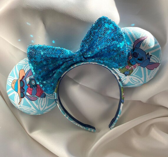Stitch Themed Mouse Ears Headband with Silver Bow Amazon.com: FACHPINT Stitch Ears, 2pcs Mouse Ears Headband  main image 3