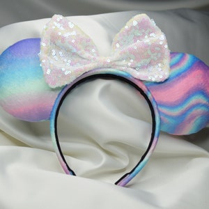 Pastel Rainbow Mouse Ears, Soft and Fuzzy, 10 bows to choose from