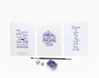 Set mit 3 inspirierenden und motivierenden Zitatpostkarten