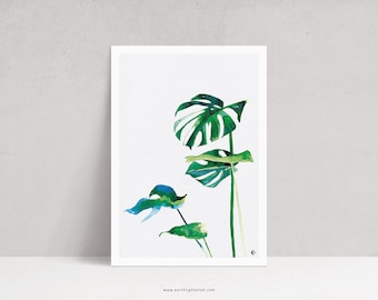Watercolor Monstera Botanical Poster | Nature Wall Decor Poster Japandi | Minimalist Plant Art Illustration | Birthday Gift France