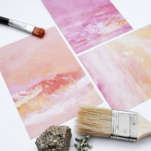 Lot de 3 Cartes postales paysage à l'aquarelle