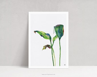 Watercolor Botanical Poster | Nature Poster Wall Decor Japandi | Minimalist Plant Illustration Art | Birthday Gift Made in France