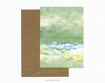 A6 Green Abstract Landscape Postcard | Minimalist Nature Art | Unique Artistic Card | Original Gift & Contemporary Design