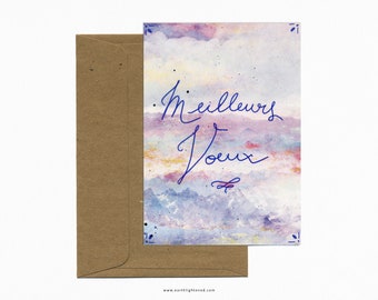 Cartes de vœux 2025 Aquarelle et calligraphie personnalisée à la main - Meilleurs vœux