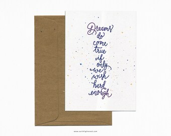 A6 Postcard "Dreams Do Come True" – Inspirational Peter Pan Quote • Recycled Paper