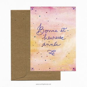 Cartes de vœux 2025 Aquarelle et calligraphie personnalisée à la main - Bonne et heureuse année