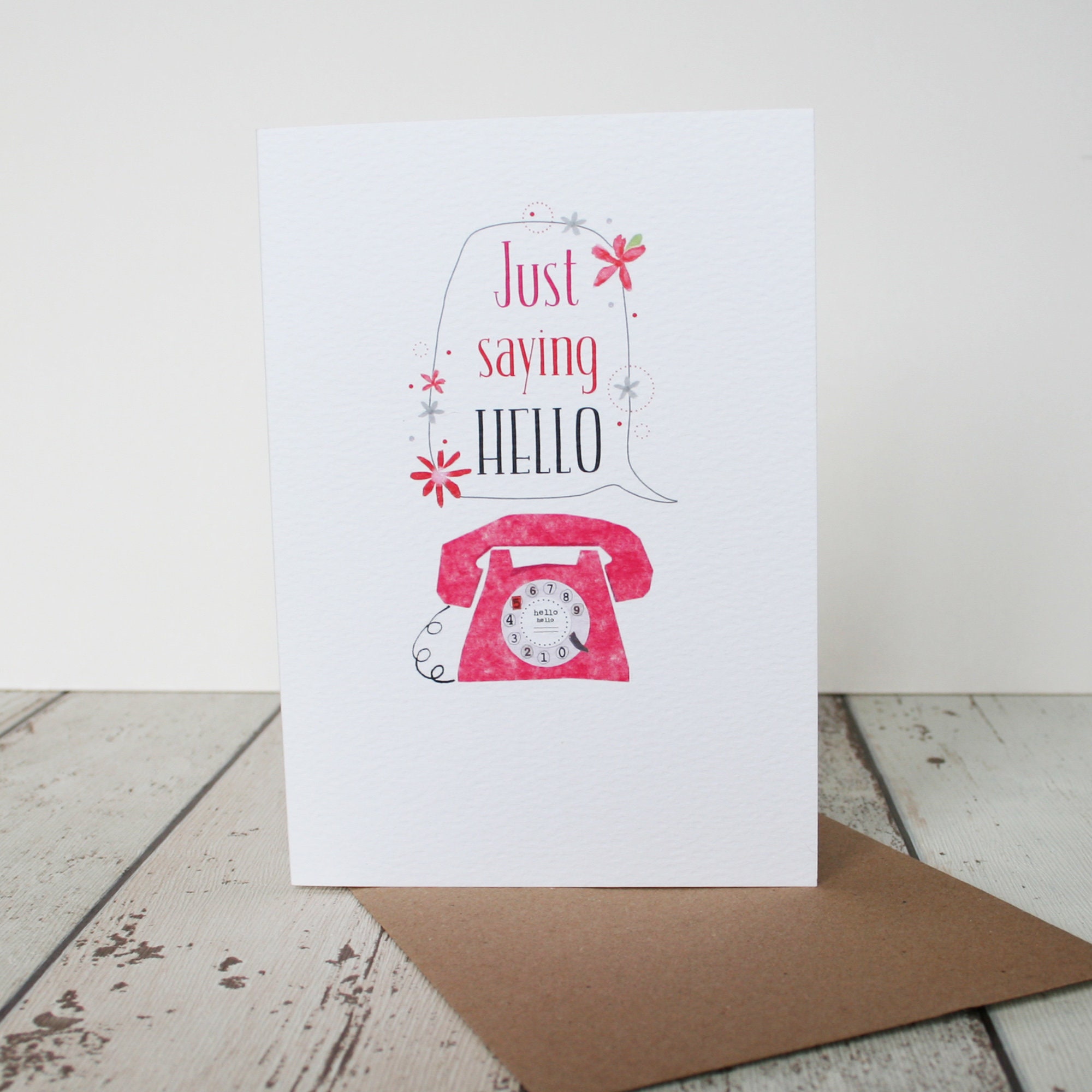 Pack of Hello Telephone Greeting Cards Hello Modern | Etsy