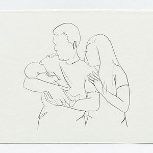 Custom family portrait drawing - line art sketch - digital print