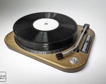 Vinyl Record Style Coasters with Record Deck Coaster Stand