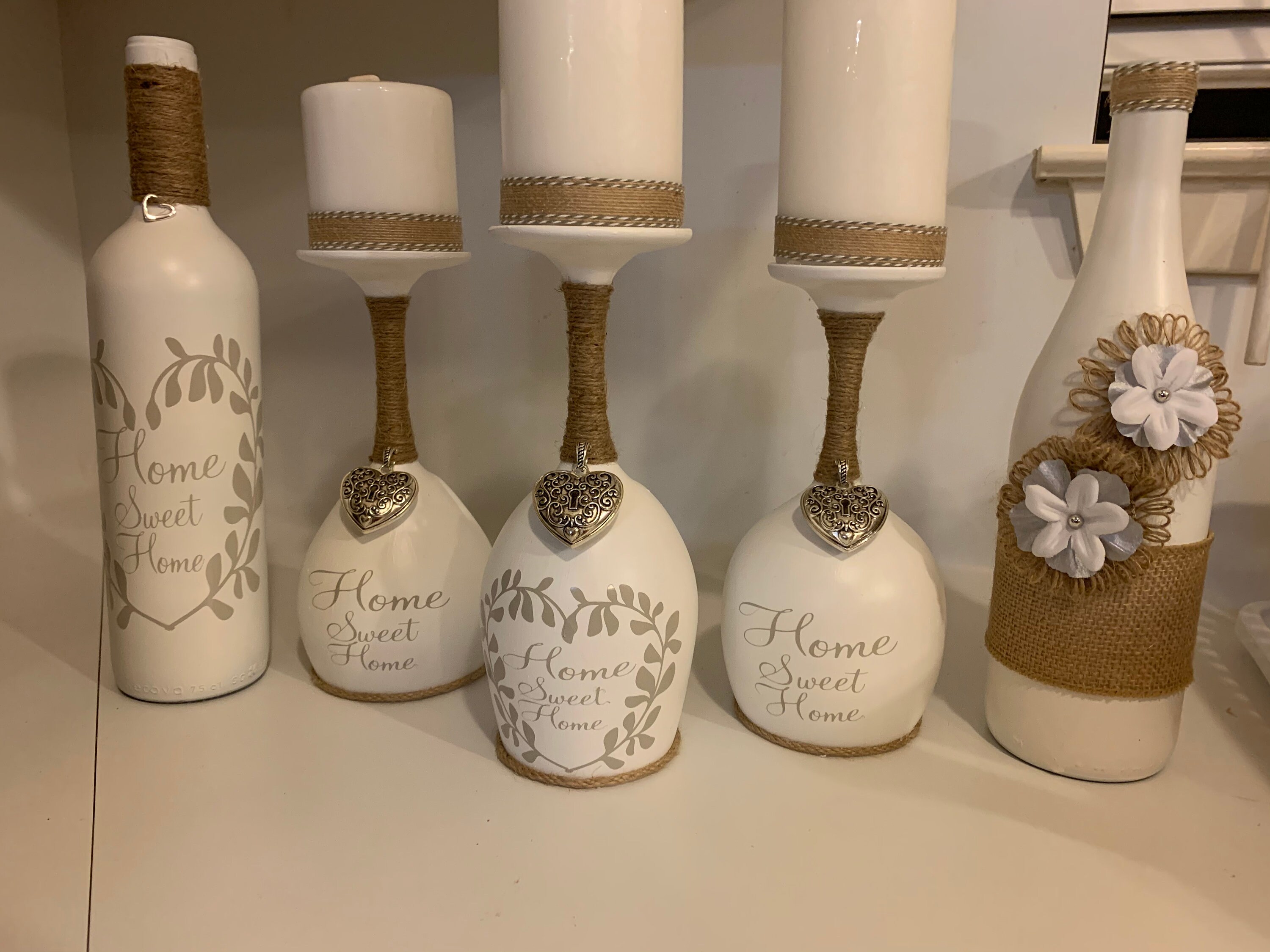 Wine glass candle holdersDecorative wine bottlesHome sweet Etsy