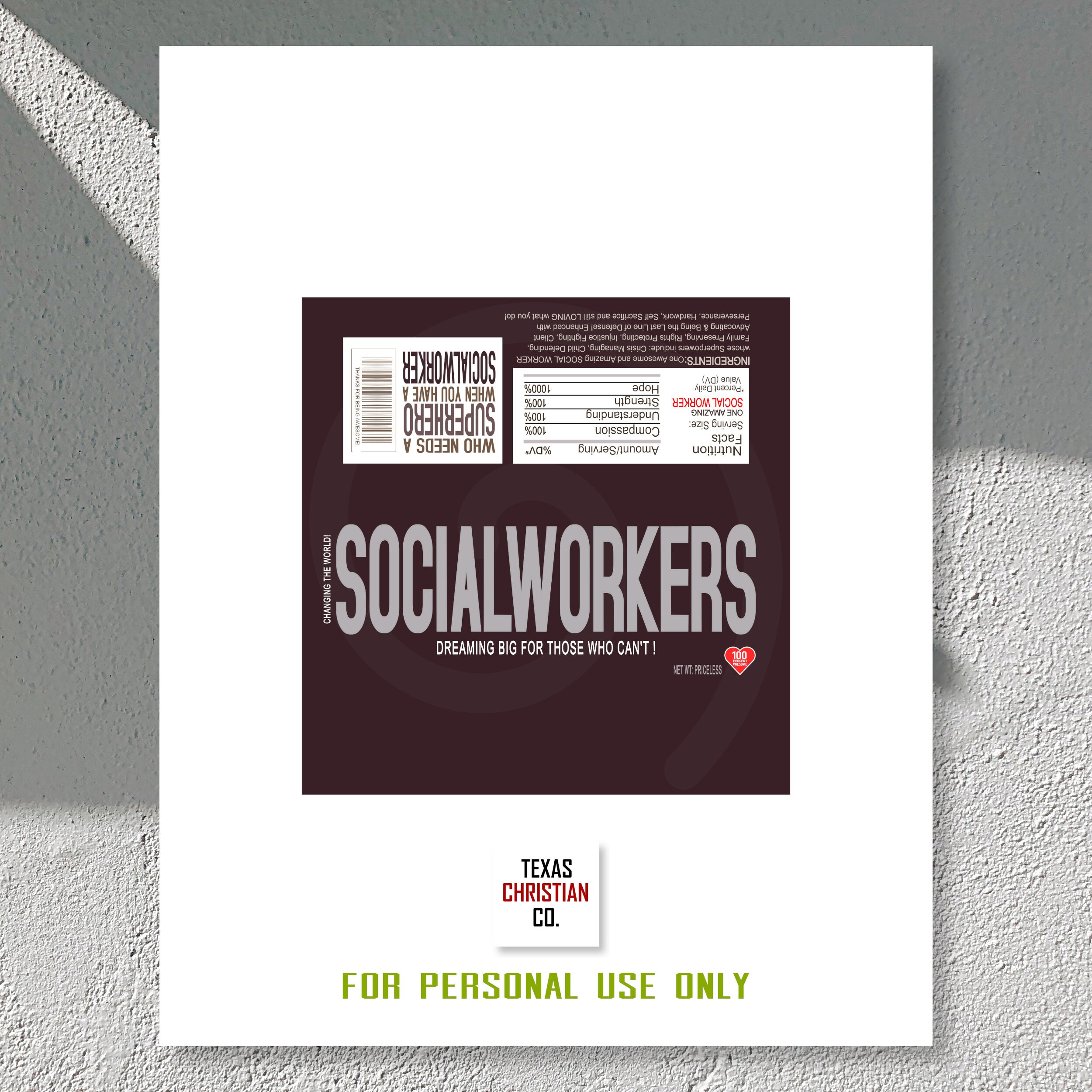 Social Workers Appreciation Candy Bar Wrappers Printable | Etsy