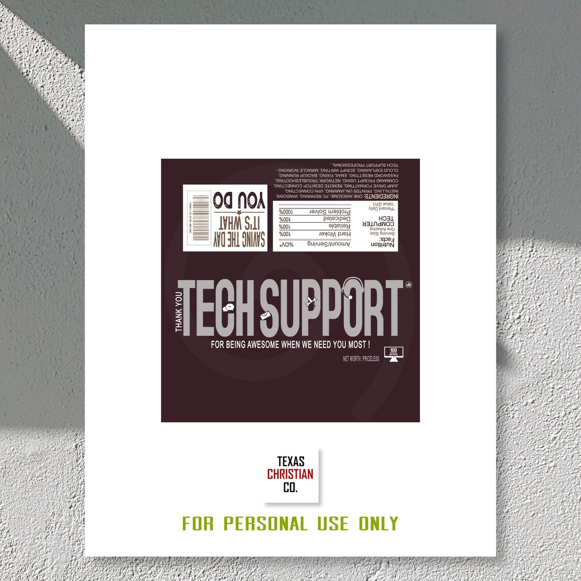 Tech Support Gift Ideas Printable Tech Support Candy Bar Etsy