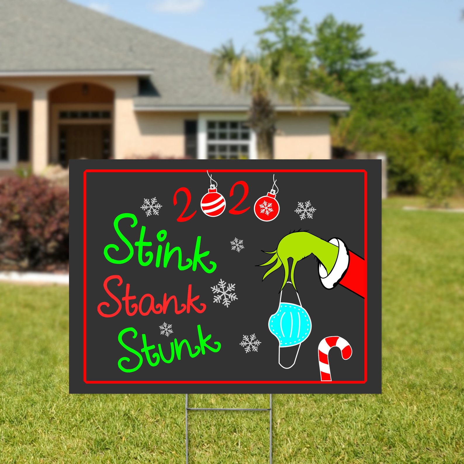 Funny Christmas Yard Sign Grinch 2020 Stinks 2020 Stink Etsy