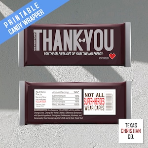 VOLUNTEER APPRECIATION GIFT – Printable Candy Bar Wrappers Instant Download – Volunteer Recognition, Gifts, Thank you Ideas