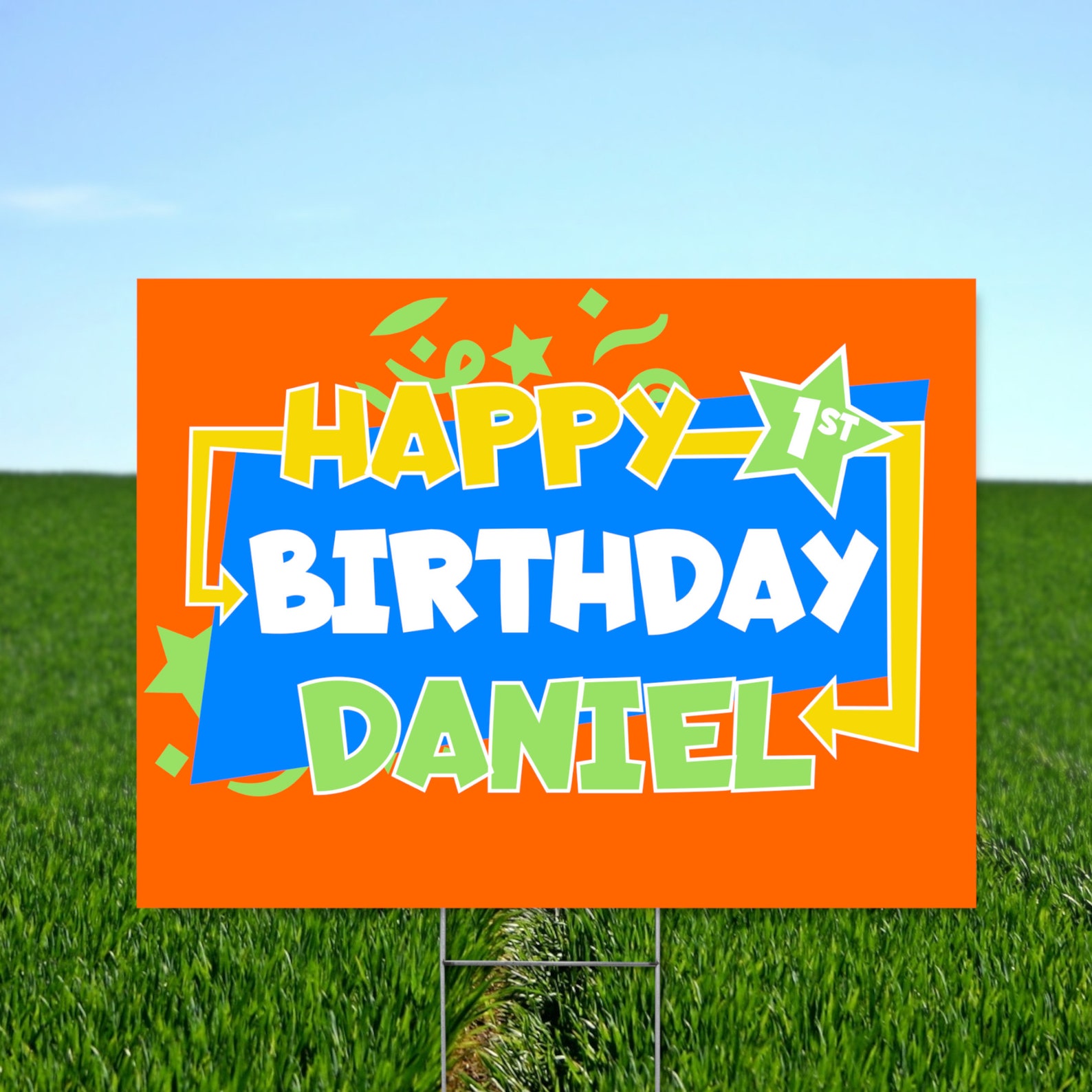 Happy Birthday Yard Sign With H Stake CUSTOMIZABLE Etsy