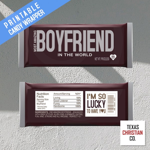 Printable Boyfriend Gift | Boyfriend Birthday | Printable  Boyfriend Candy Bar Wrappers | Instant Download | Valentine Gift