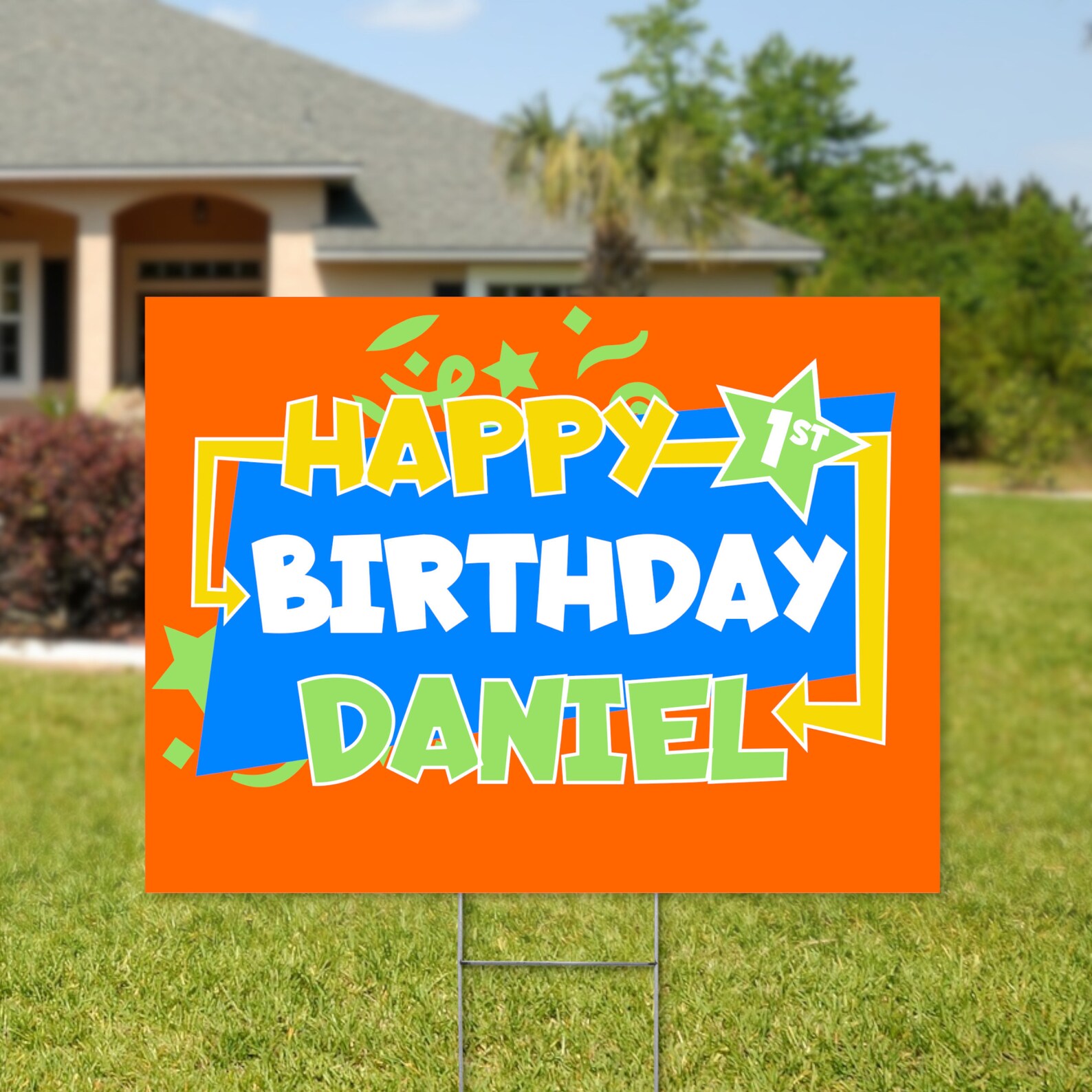 Happy Birthday Yard Sign With H Stake CUSTOMIZABLE Etsy