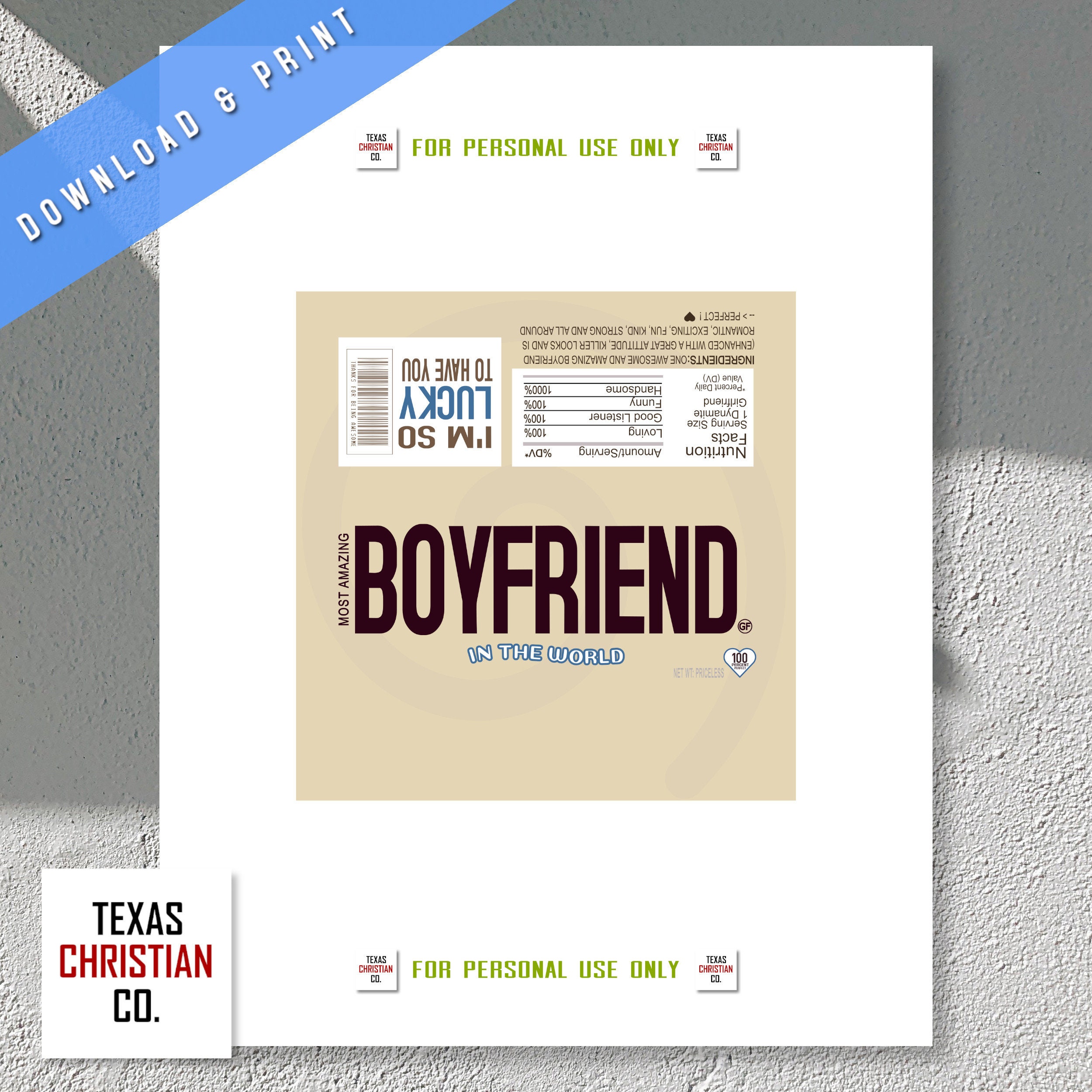 Printable Boyfriend Gift Boyfriend Birthday Printable | Etsy
