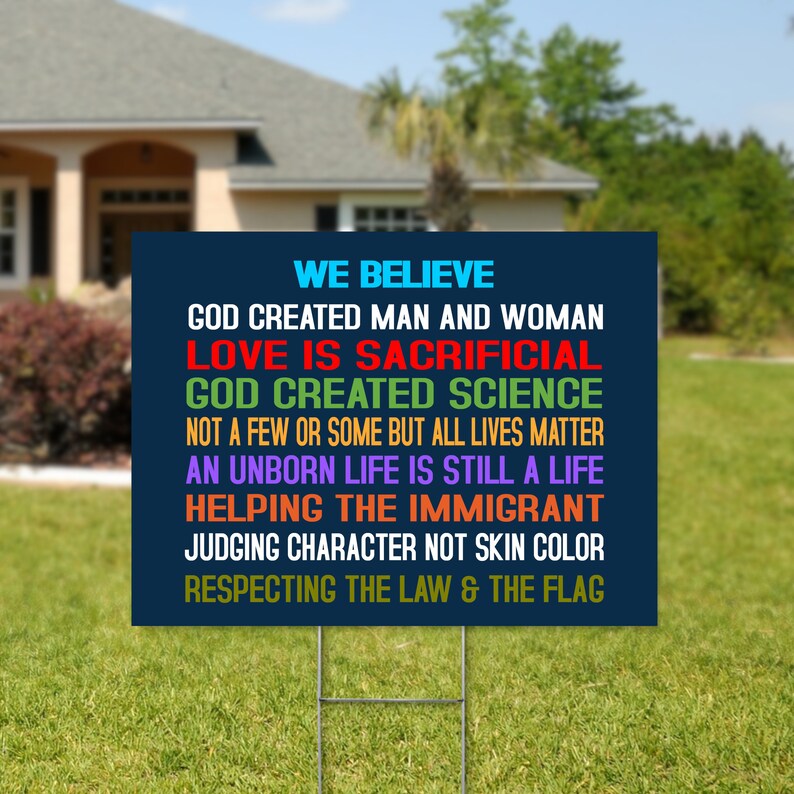 We Believe Red White & Blue Conservative Yard Sign image 2